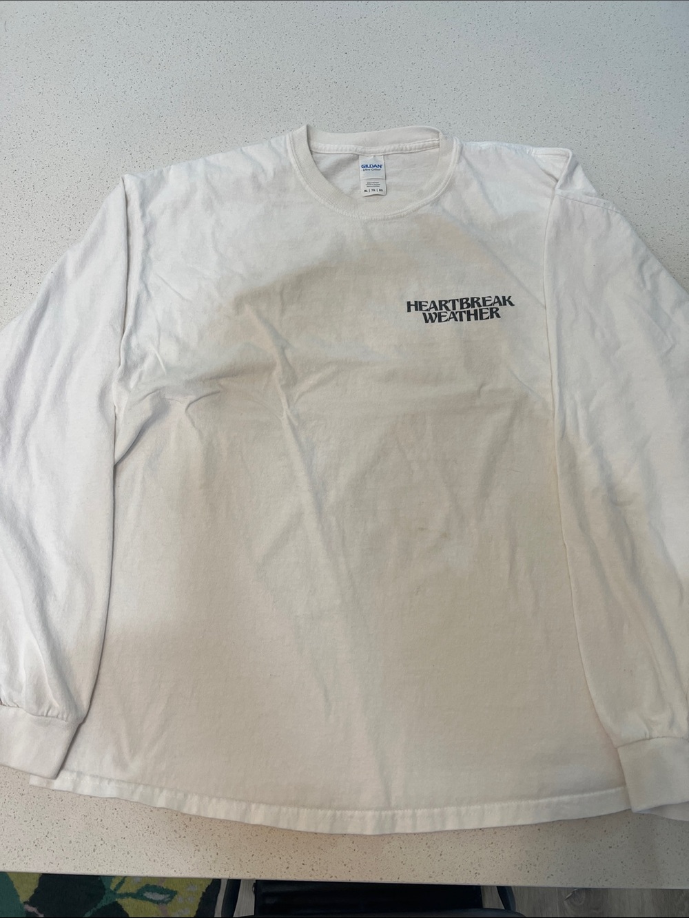 Gildan White Long-Sleeve 'HEARTBREAK WEATHER' Graphic Tee